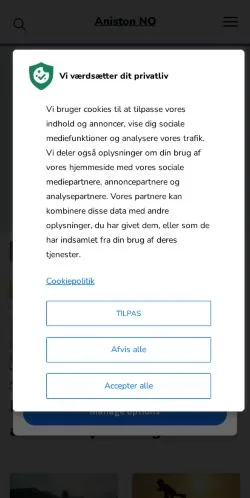 Anteprima del sito Aniston, media di Danimarca per articoli sponsorizzati