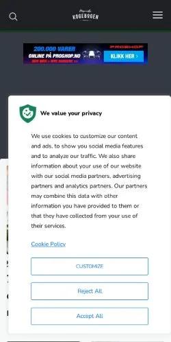 Anteprima del sito Mandekogebogen, media di Danimarca per articoli sponsorizzati