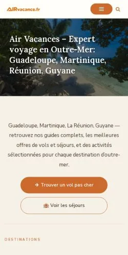 Anteprima del sito Air Vacances, media di Francia per articoli sponsorizzati