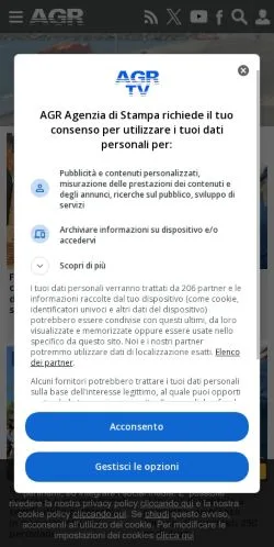 Pré-visualização do site AGR Agenzia Di Stampa, meio de Itália para artigos patrocinados