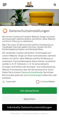 Podgląd witryny Hundejo, medium z kraju Niemcy do artykułów sponsorowanych