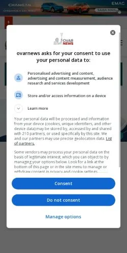 Anteprima del sito OvarNews, media di Portogallo per articoli sponsorizzati