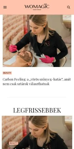 Podgląd witryny Womagic, medium z kraju Węgry do artykułów sponsorowanych