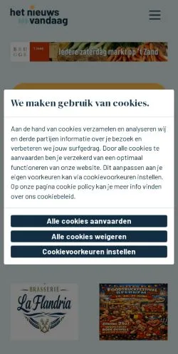 Podgląd witryny Het Nieuws Vandaag, medium z kraju Belgia do artykułów sponsorowanych
