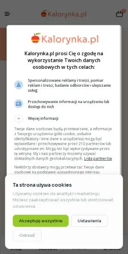 Anteprima del sito Kalorynka, media di Polonia per articoli sponsorizzati