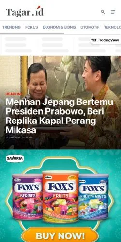 スポンサード記事向けのインドネシアメディア、Tagar Newsのサイトプレビュー