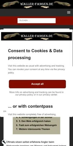 Anteprima del sito Erfolgreich Welsangeln, media di Germania per articoli sponsorizzati