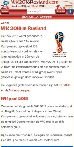 Pré-visualização do site WK 2018 Rusland, meio de Países Baixos para artigos patrocinados