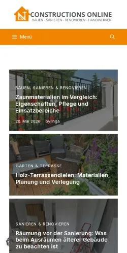 Pré-visualização do site Constructions-Online, meio de Alemanha para artigos patrocinados