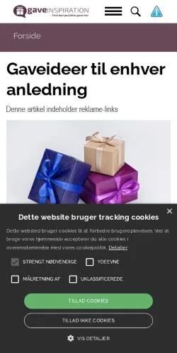 Anteprima del sito Gaveinspiration, media di Danimarca per articoli sponsorizzati
