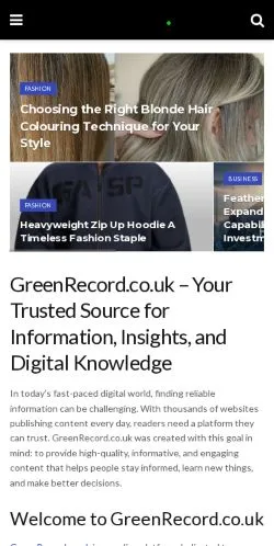 스폰서 기사용 영국 매체 GreenRecord 사이트 미리보기