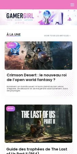 스폰서 기사용 프랑스 매체 GamerGirl 사이트 미리보기