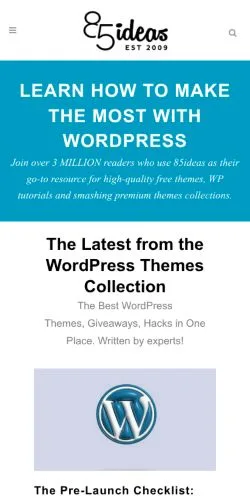 スポンサード記事向けのアメリカ合衆国メディア、85ideasのサイトプレビュー