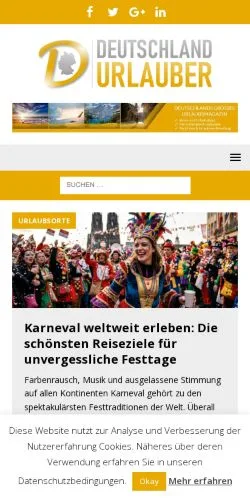 Anteprima del sito Deutschlandurlauber, media di Germania per articoli sponsorizzati