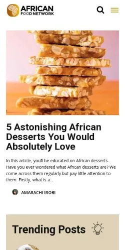 Sponsorlu makaleler için Amerika Birleşik Devletleri medyası African Food Network sitesinin önizlemesi
