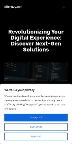 スポンサード記事向けのアメリカ合衆国メディア、Allcrazyのサイトプレビュー