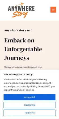 Anteprima del sito Anywherestory, media di Stati Uniti per articoli sponsorizzati