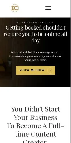 Forhåndsvisning av nettstedet EC Marketing Agency, medium fra USA for sponsede artikler