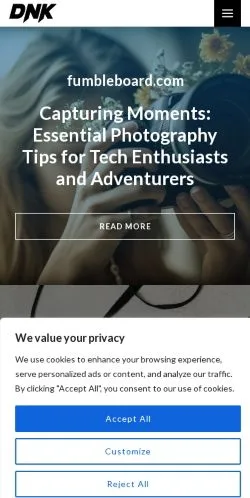 Preview of the Fumbleboard website, a media outlet in United States for sponsored articles