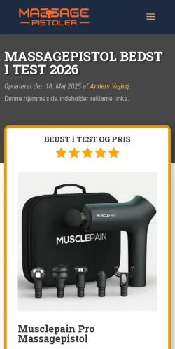 Anteprima del sito Massagepistol Test, media di Danimarca per articoli sponsorizzati