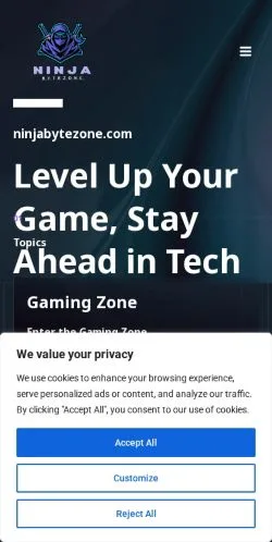 Forhåndsvisning av nettstedet Ninjabytezone, medium fra USA for sponsede artikler