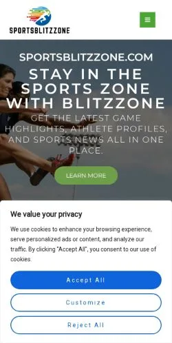 Podgląd witryny Sportsblitzzone, medium z kraju Stany Zjednoczone do artykułów sponsorowanych