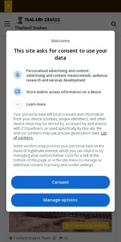 スポンサード記事向けのアメリカ合衆国メディア、Thailand Snakesのサイトプレビュー