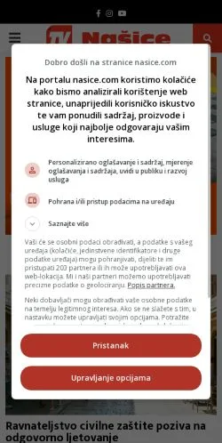 Forhåndsvisning av nettstedet TV Nasice, medium fra Kroatia for sponsede artikler