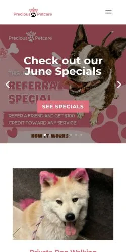 Podgląd witryny Precious Pet Care SD, medium z kraju Stany Zjednoczone do artykułów sponsorowanych