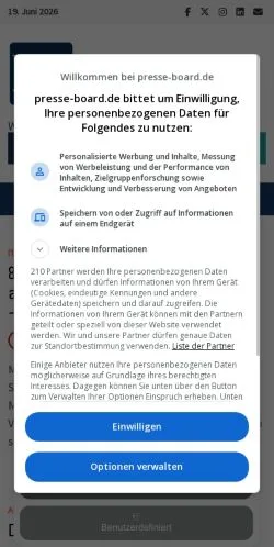 Podgląd witryny Presse-Board, medium z kraju Niemcy do artykułów sponsorowanych