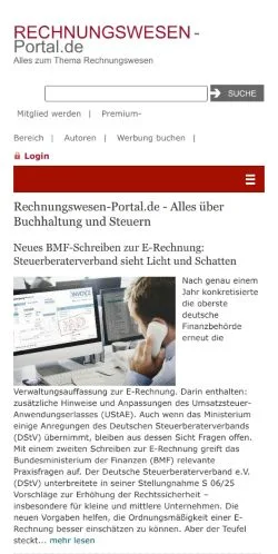 Anteprima del sito Rechnungswesen Steuern Portal, media di Germania per articoli sponsorizzati