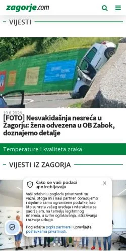 Aperçu du site Zagorje.com, média de Croatie pour articles sponsorisés