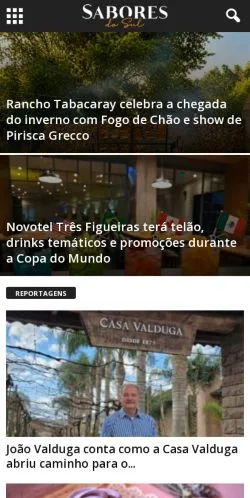 Vista previa del sitio Revista Sabores do Sul, medio de Brasil para artículos patrocinados