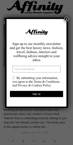 スポンサード記事向けのイギリスメディア、Affinityのサイトプレビュー