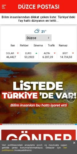 Anteprima del sito Düzce Postası, media di Turchia per articoli sponsorizzati