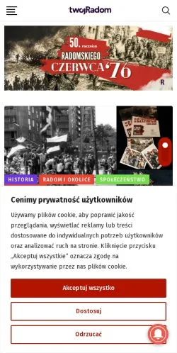 Aperçu du site Twój Radom, média de Pologne pour articles sponsorisés