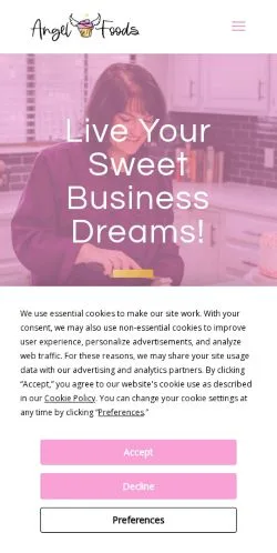 Anteprima del sito Angelfoods, media di Stati Uniti per articoli sponsorizzati