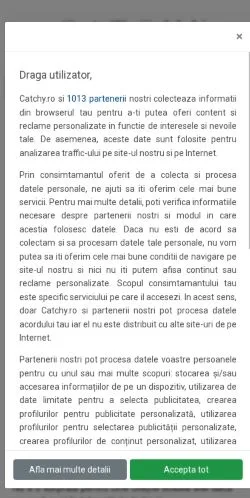 Forhåndsvisning av nettstedet Catchy, medium fra Romania for sponsede artikler
