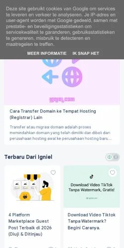 Forhåndsvisning av nettstedet Igniel, medium fra Indonesia for sponsede artikler