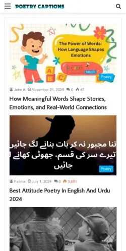 Anteprima del sito Poetry Captions, media di Stati Uniti per articoli sponsorizzati