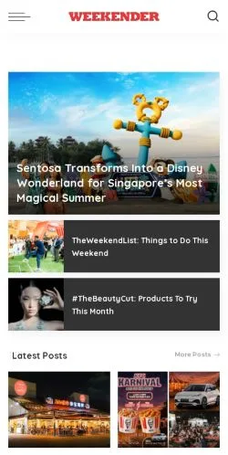Preview of the Weekender Singapore website, a media outlet in United States for sponsored articles