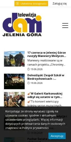 Anteprima del sito Telewizja DAMI Jelenia Góra, media di Polonia per articoli sponsorizzati