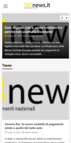 Anteprima del sito RSnews, media di Italia per articoli sponsorizzati