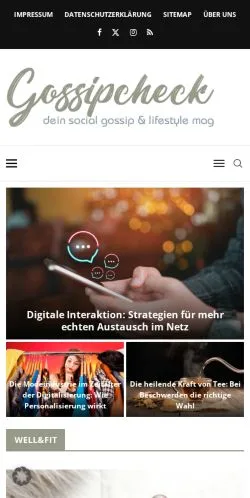 Preview of the Gossipcheck website, a media outlet in Germany for sponsored articles