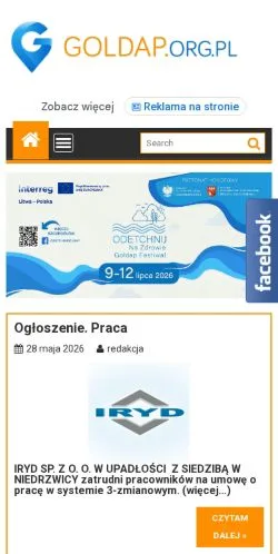 스폰서 기사용 폴란드 매체 Gołdap Aktualności 사이트 미리보기