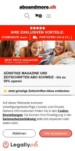 Anteprima del sito Zeitschriften Magazine Abo Schweiz, media di Svizzera per articoli sponsorizzati