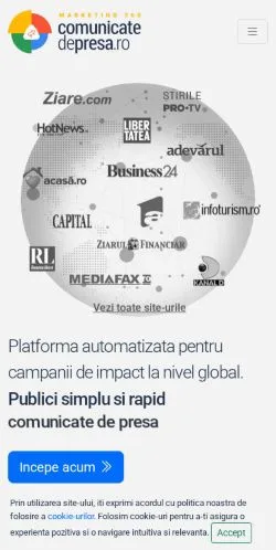 Anteprima del sito Comunicate de Presa, media di Romania per articoli sponsorizzati