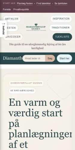 Anteprima del sito Diamantbryllup Guiden, media di Danimarca per articoli sponsorizzati