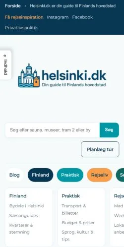 Pré-visualização do site Helsinki Rejser, meio de Dinamarca para artigos patrocinados
