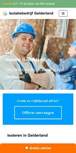 Podgląd witryny Isolatiebedrijf Gelderland, medium z kraju Holandia do artykułów sponsorowanych